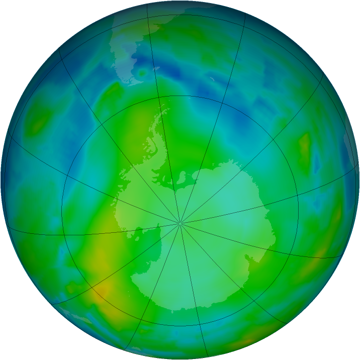 Antarctic ozone map for 04 June 2012